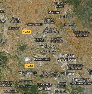 MAP OF LlIRIA COSTA BLANCA SPAIN - BRITISH TV SKY TV FREESAT TV